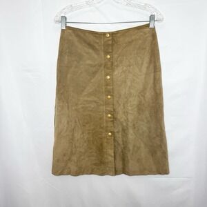 Vintage Banana Republic Womens Suede Leather Midi Skirt Brown 4 Boho Western Y2K